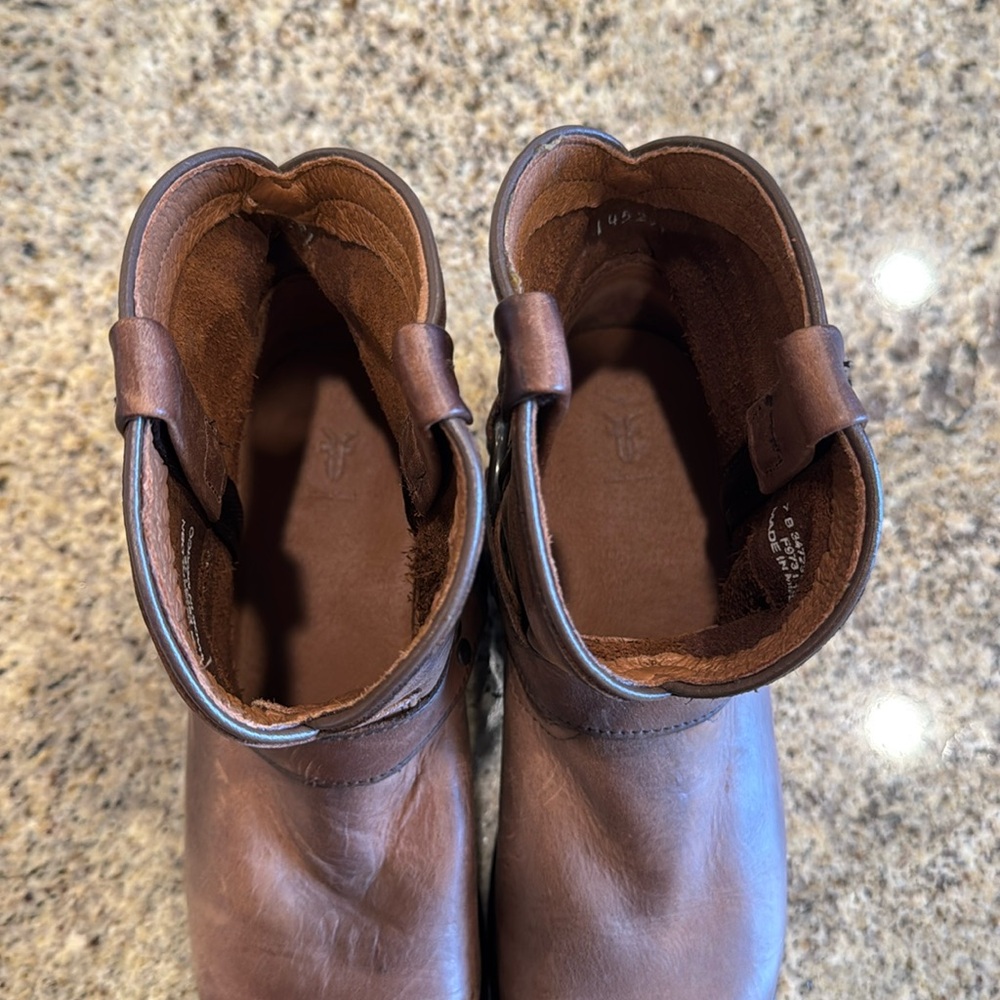 Frye Brown Leather Ankle Booties with Western Style - Picture 8 of 8